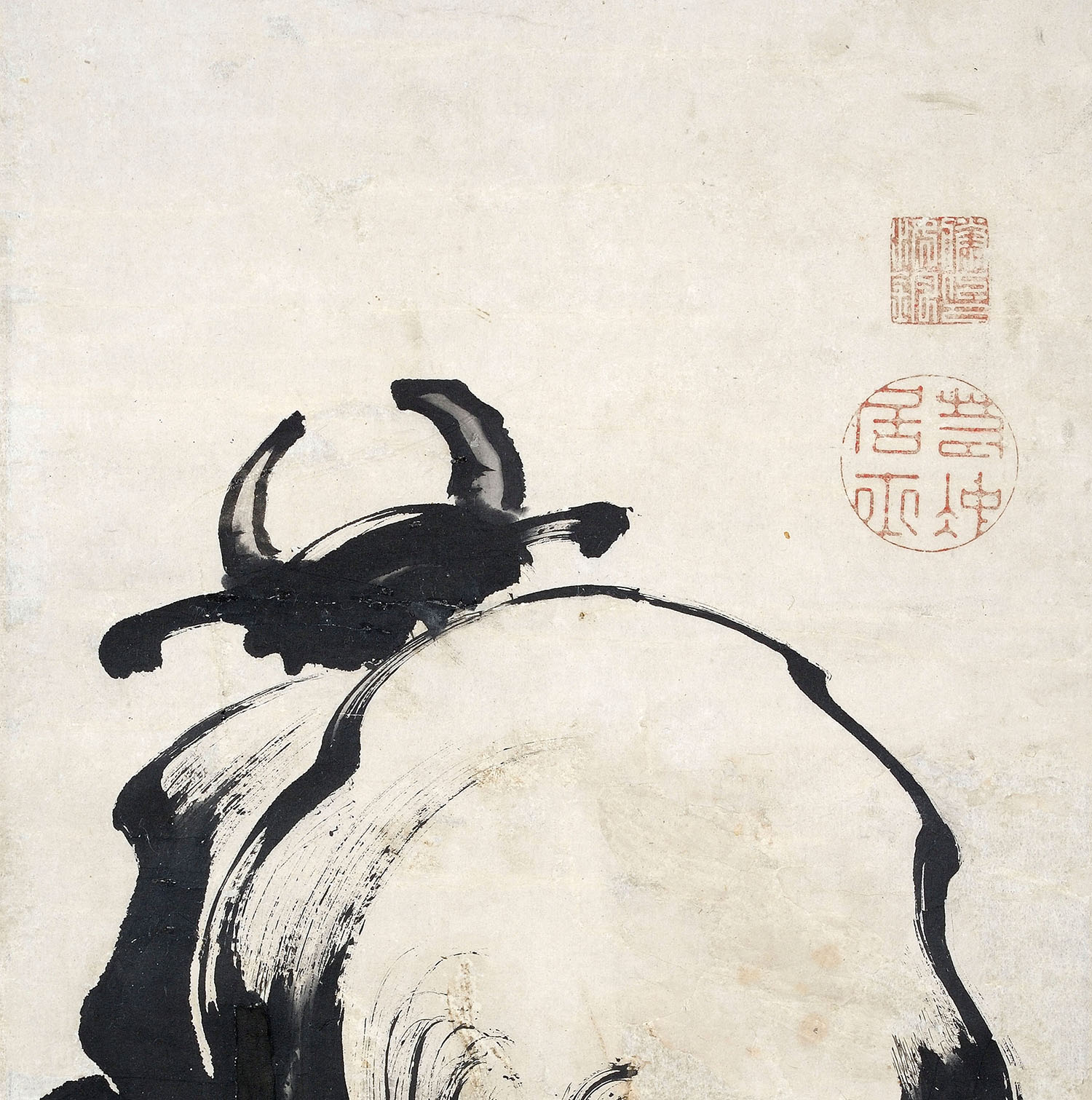 徐悲鴻十二生肖卧牛図（銀版画） 徐悲鴻十二生肖卧牛図（銀版画）