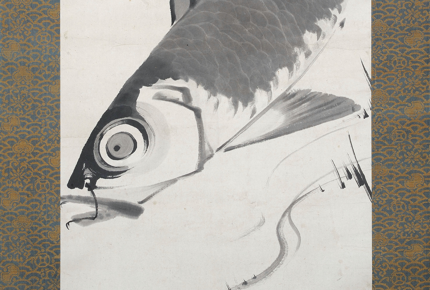 【真作】田能村直雙/鯉図/遊鯉図/コイ図/双鯉図/掛軸/名家伝来/AD-270 真作】田能村直雙/鯉図/遊鯉図/コイ図/双鯉図/掛軸/名家